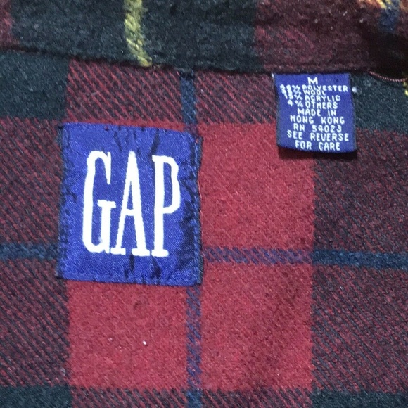 Gap Men's Sz Medium RedMulti Color Plaid Button Up - Picture 5 of 8
